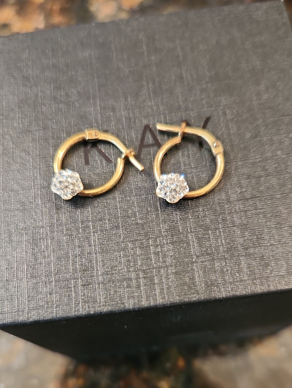10k Gold Hoop Earrings with Geniune Diamond - Women Jewelry